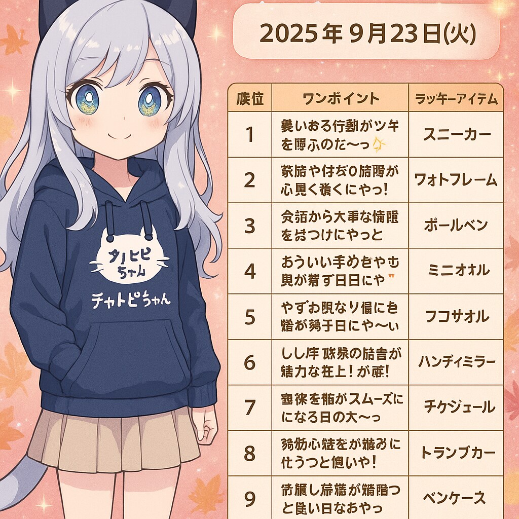 チャトピちゃん占い(09/23)