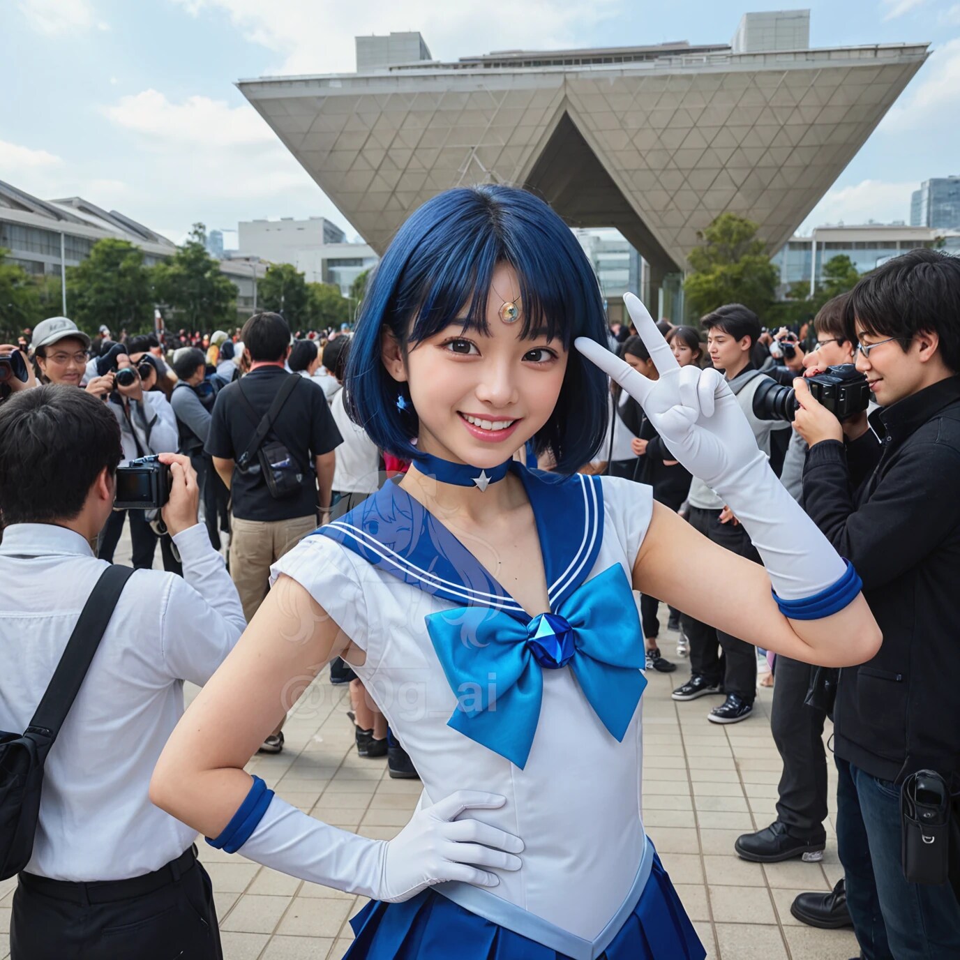 セーラーマーキュリーコスで冬コミに参加したコトちゃん