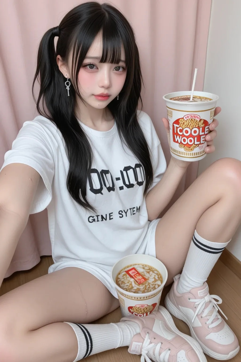 地雷系ちゃんのカップ麺《SeaArt》