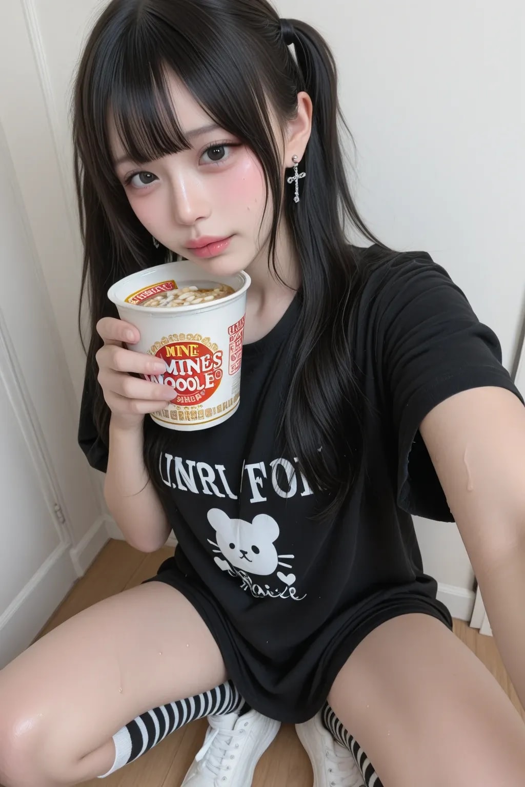 地雷系ちゃんのカップ麺《SeaArt》