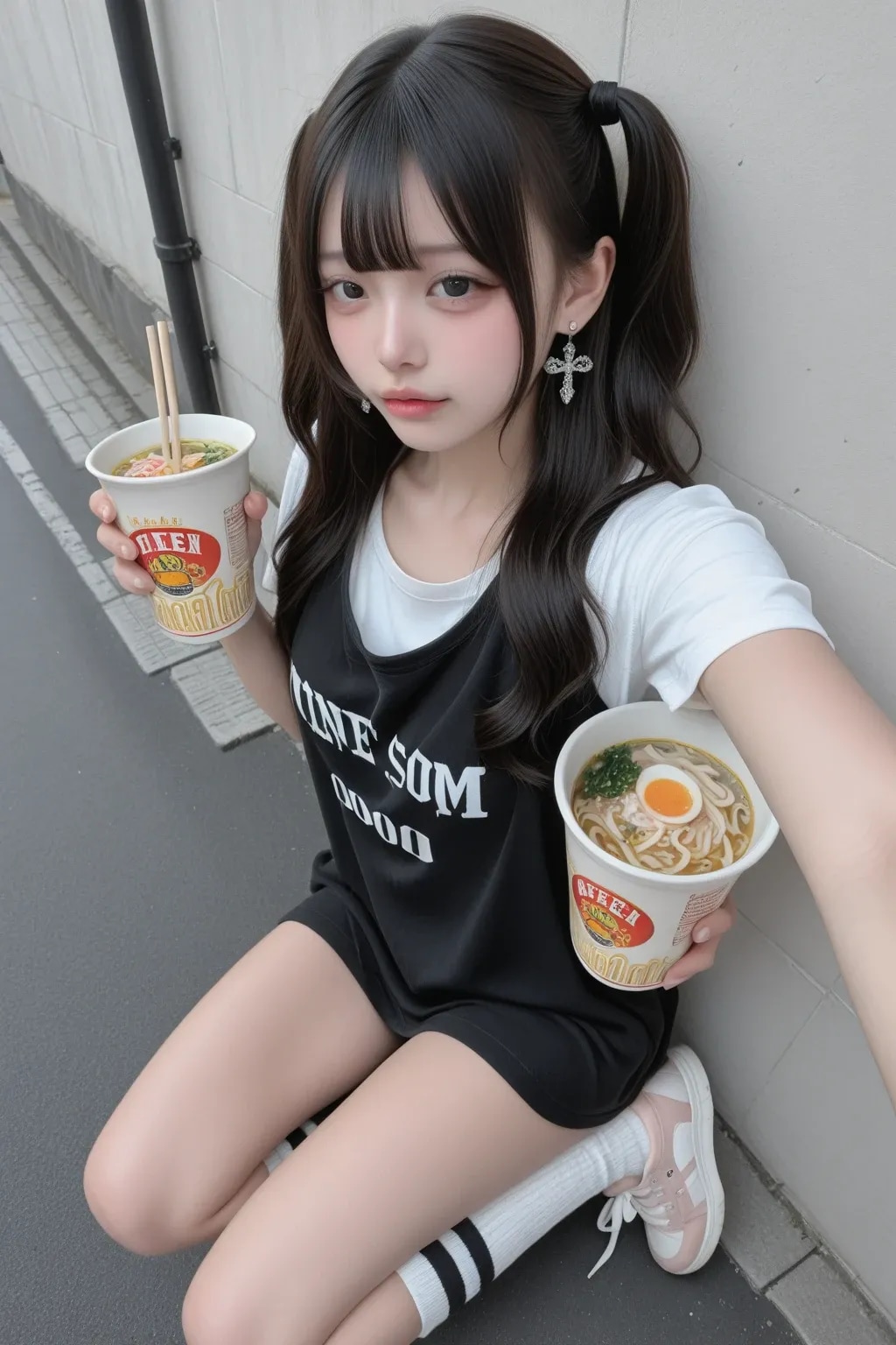 地雷系ちゃんのカップ麺《SeaArt》