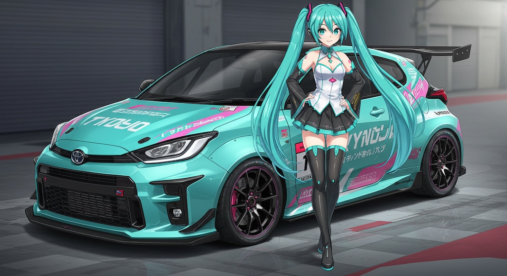 初音ミクとGRヤリスレーシングカー