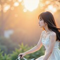 夕日と自転車の女の子 7枚目