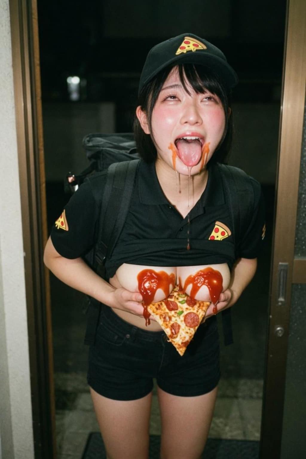 おっぱいピザでーす