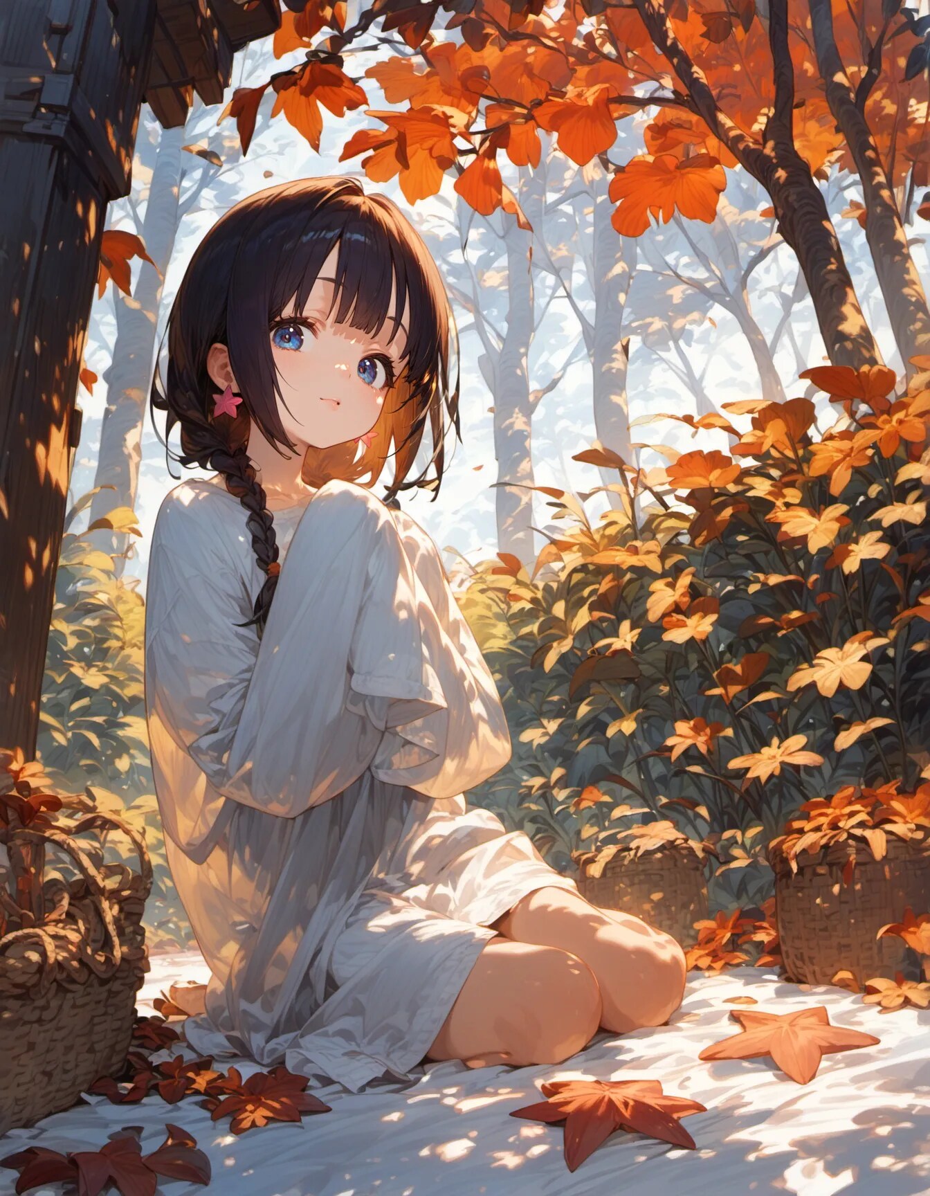 Whispers Beneath Amber Leaves | の人気AIイラスト・グラビア