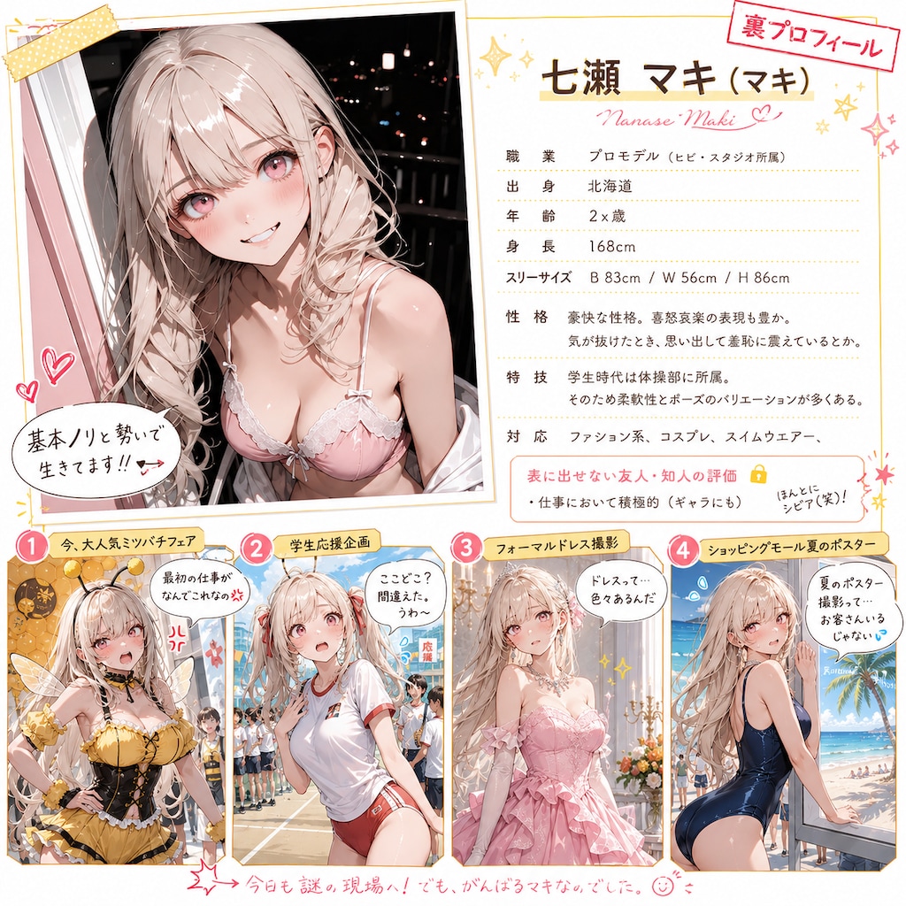 【プロフィール】七瀬　マキ（ヒビ・スタジオ所属）と裏プロフィール（営業用）