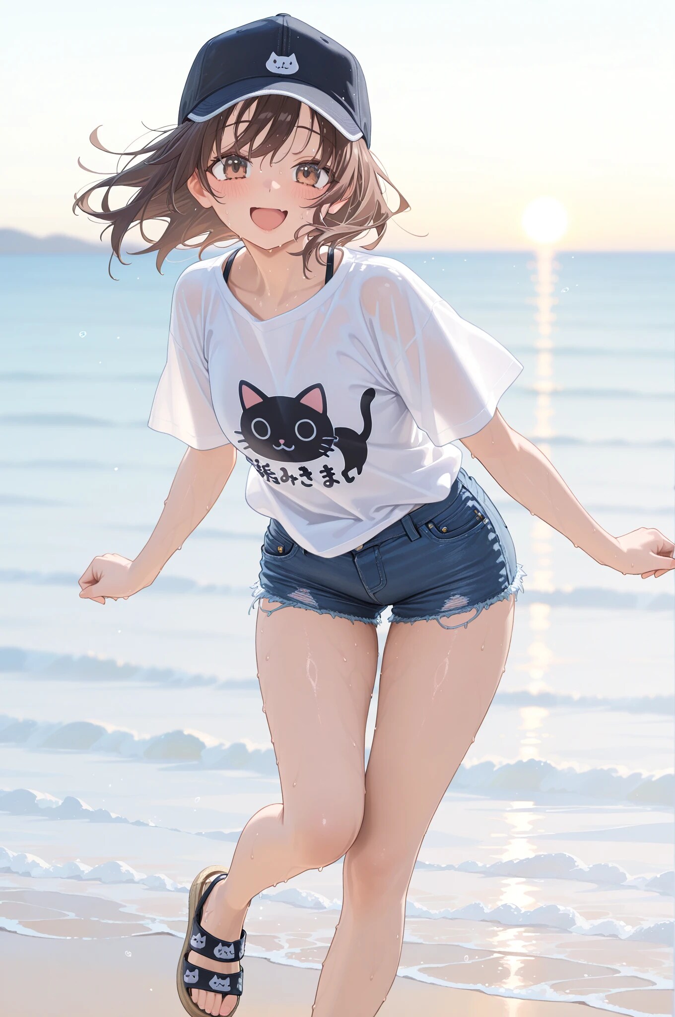 海辺の女の子　元気だよっ