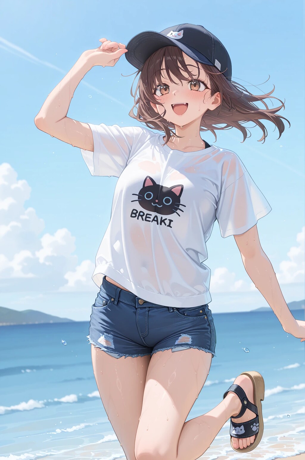 海辺の女の子　元気だよっ