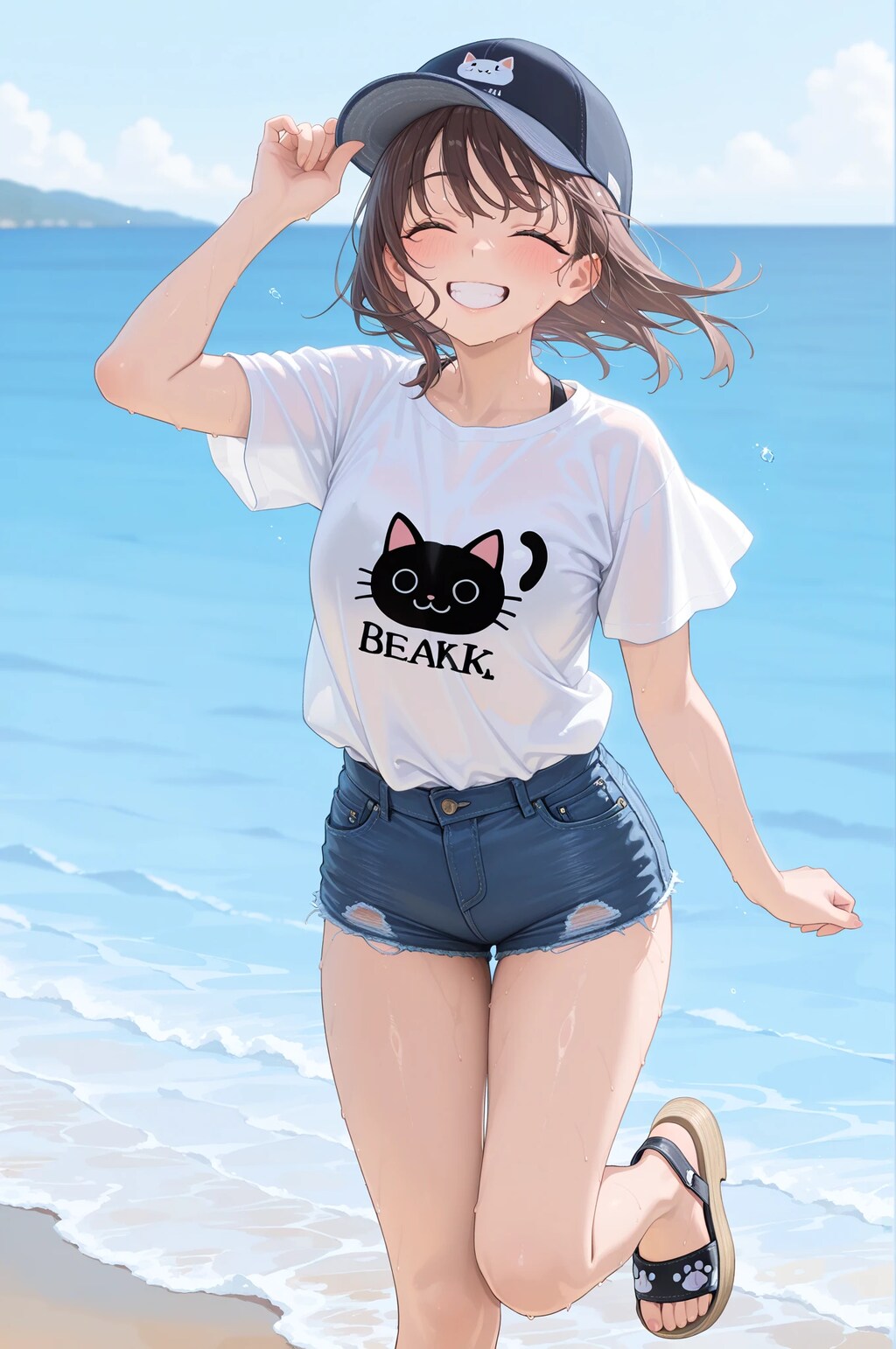 海辺の女の子　元気だよっ