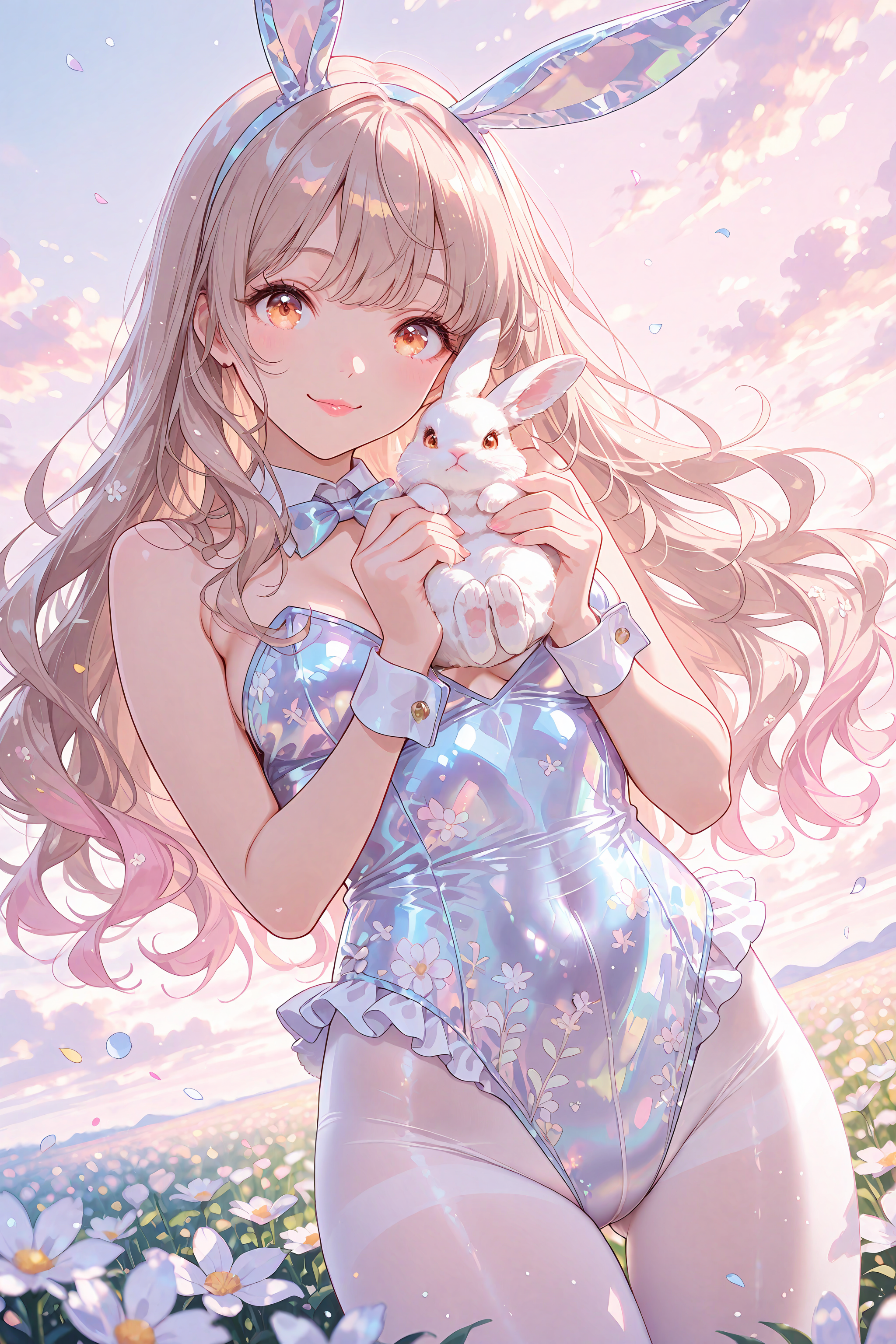 春の花畑とバニーガール・SDXL版 | の人気AIイラスト・グラビア