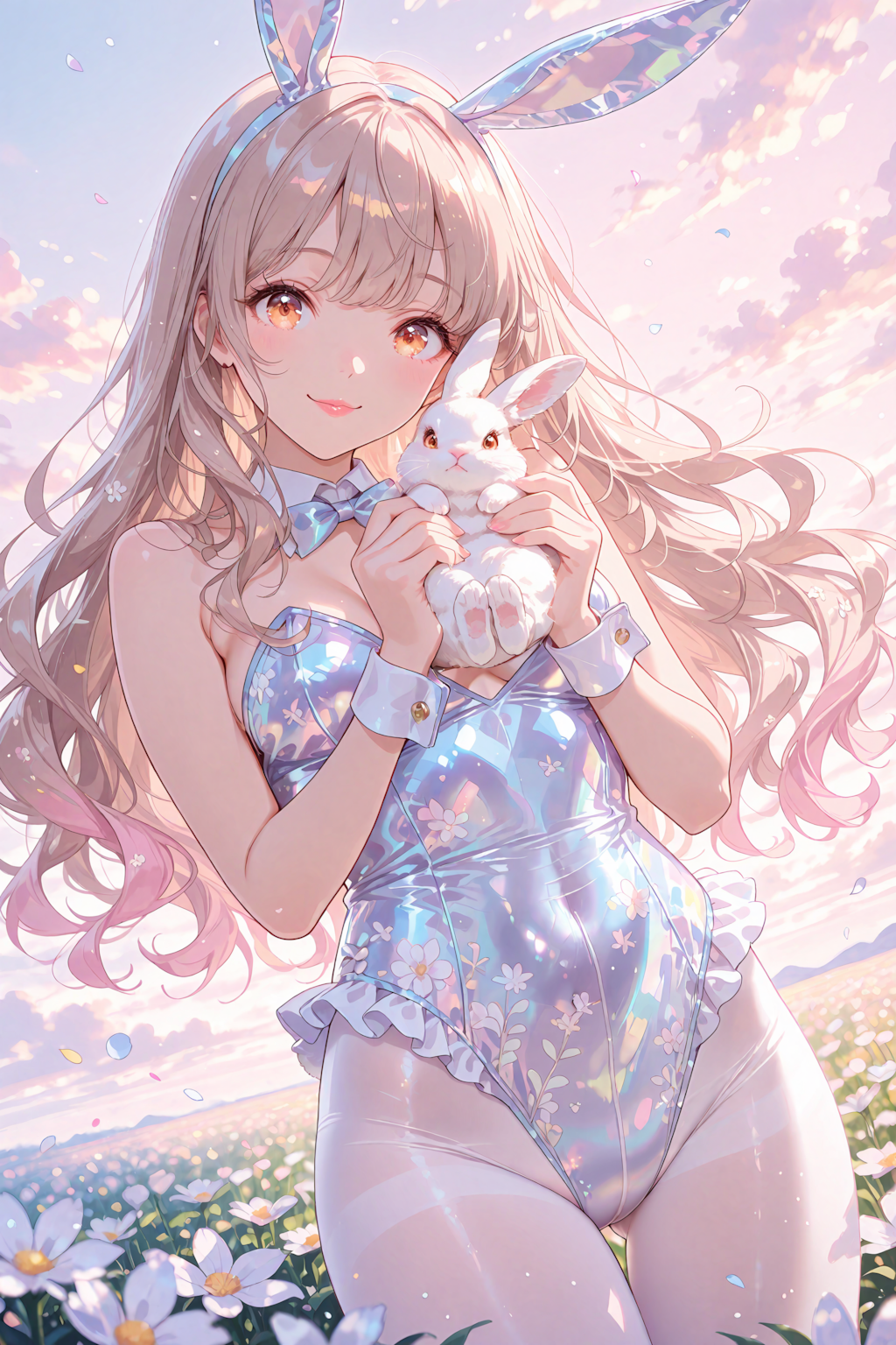 春の花畑とバニーガール・SDXL版