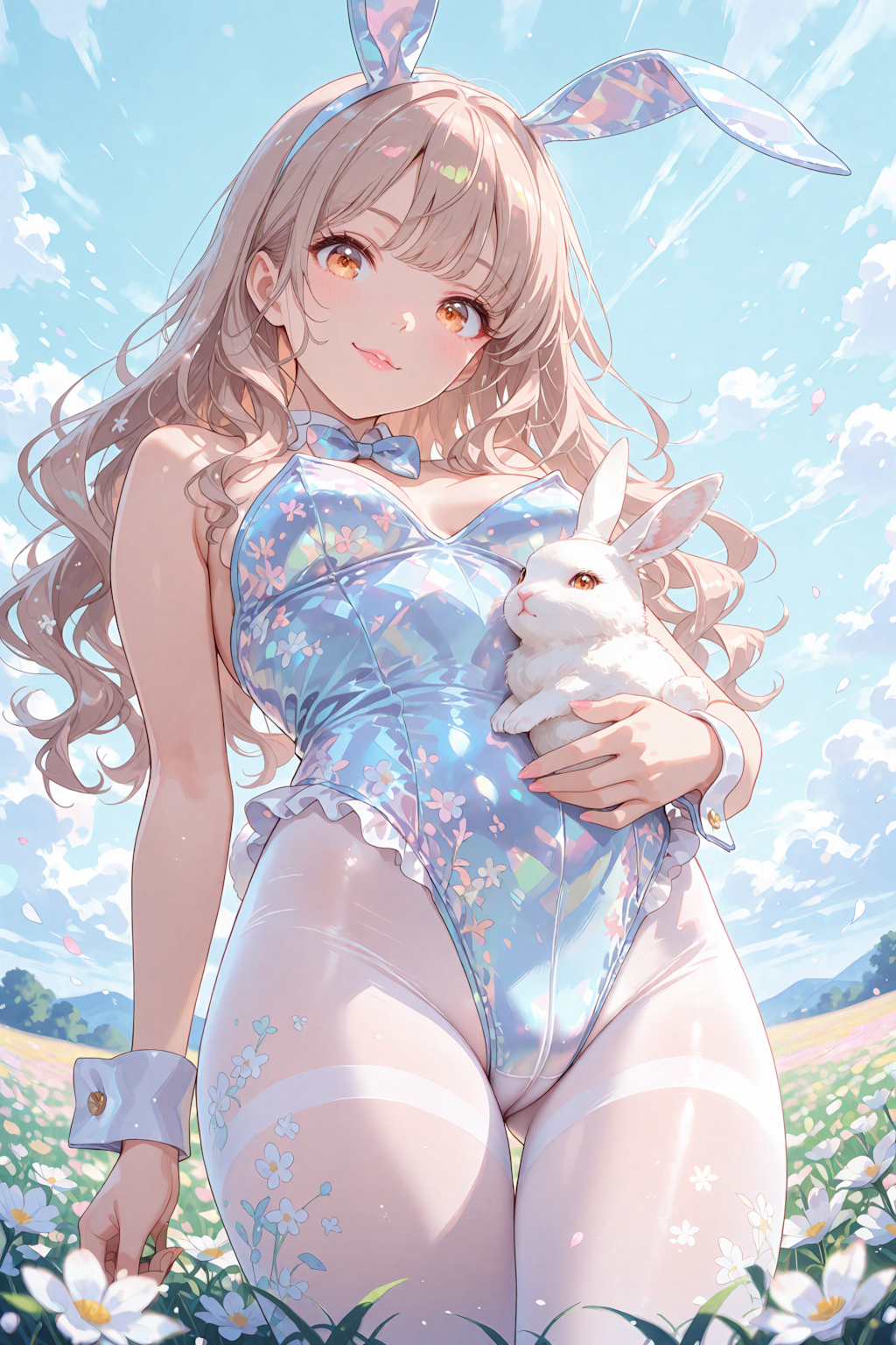 春の花畑とバニーガール・SDXL版