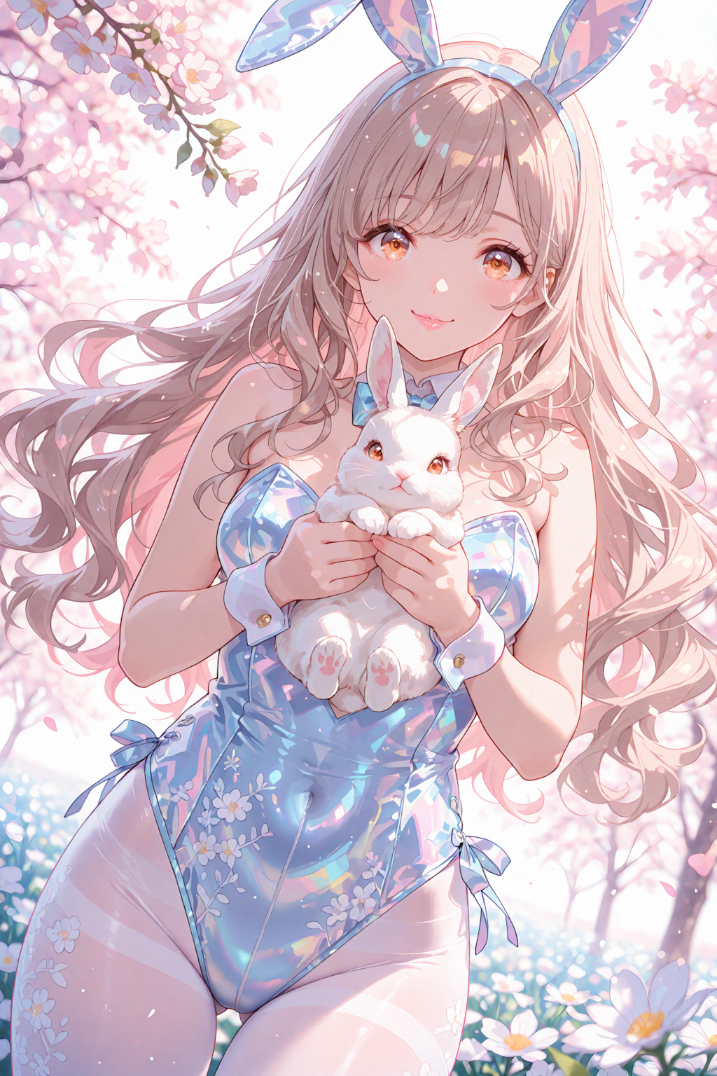 春の花畑とバニーガール・SDXL版