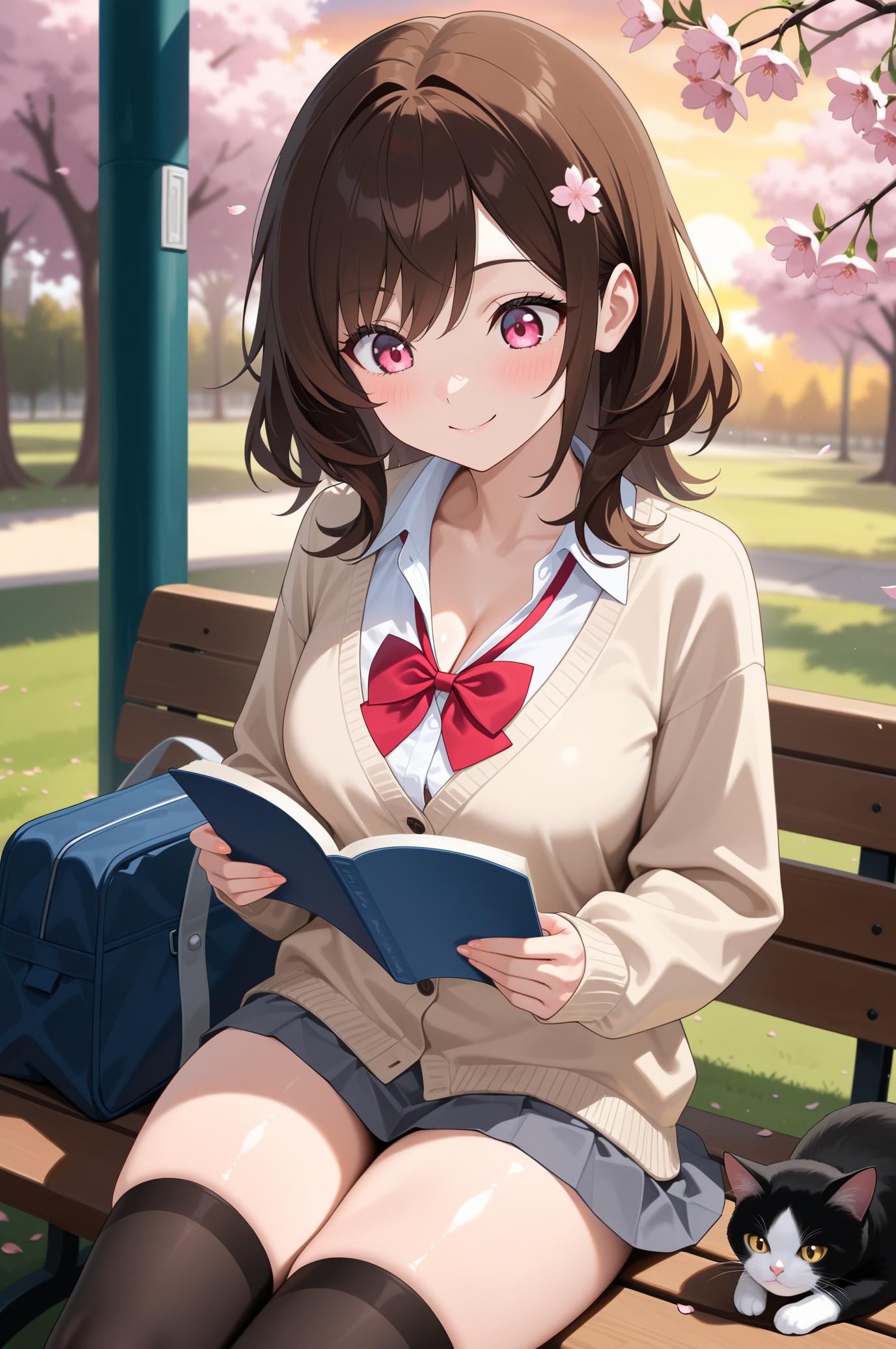 放課後に公園で読書
