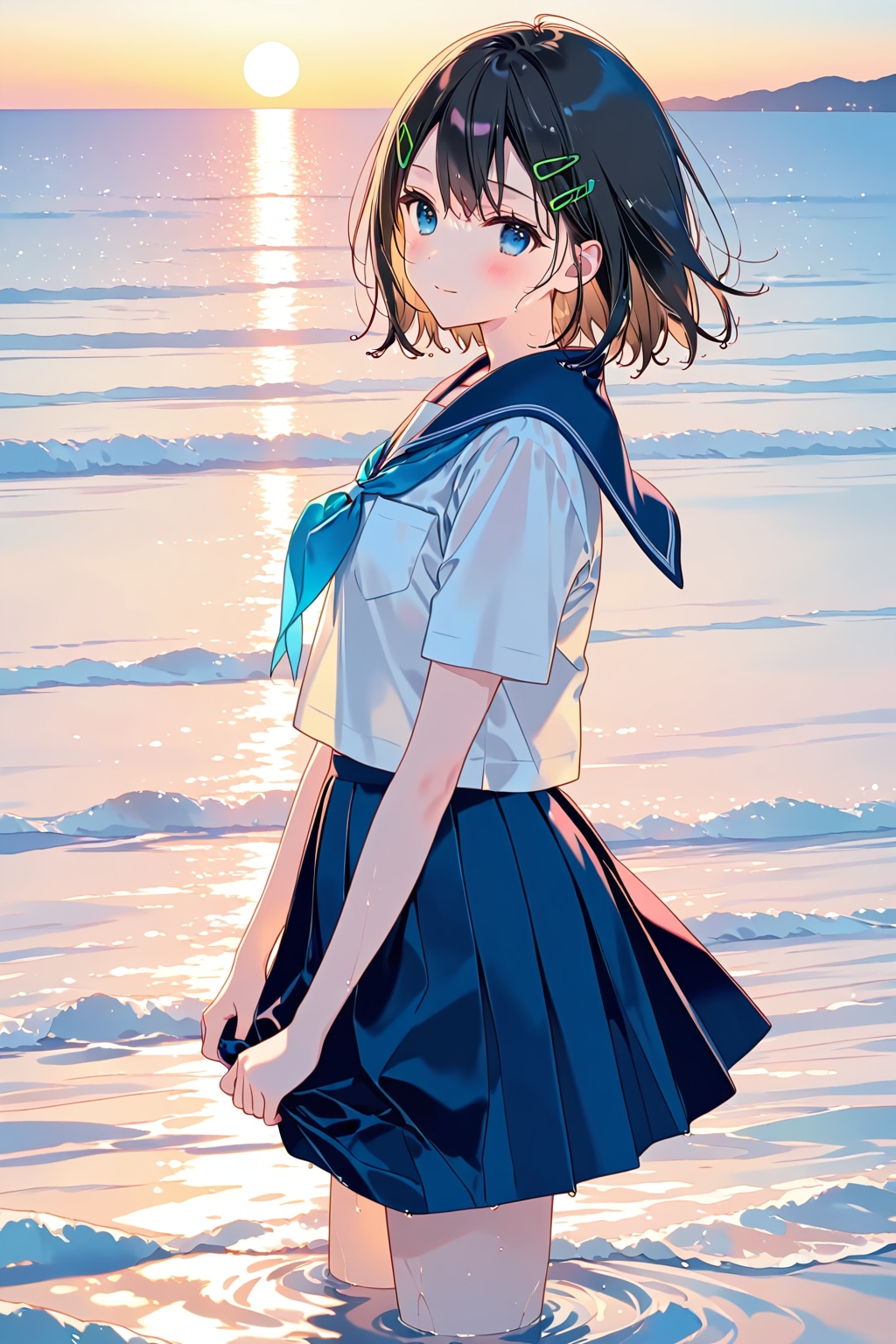 セーラー服と砂浜(LILAC)(53) | の人気AIイラスト・グラビア