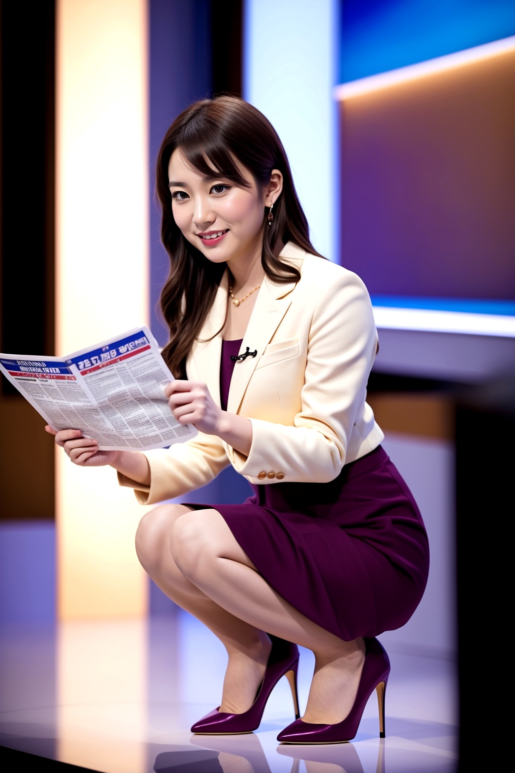 女子アナのハイヒールしゃがみポーズ part3