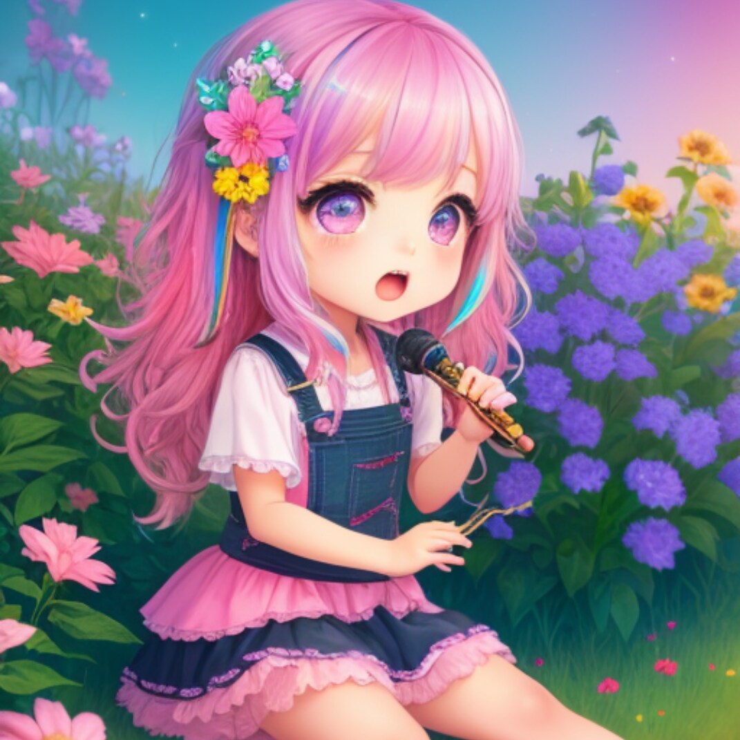 庭で歌う少女