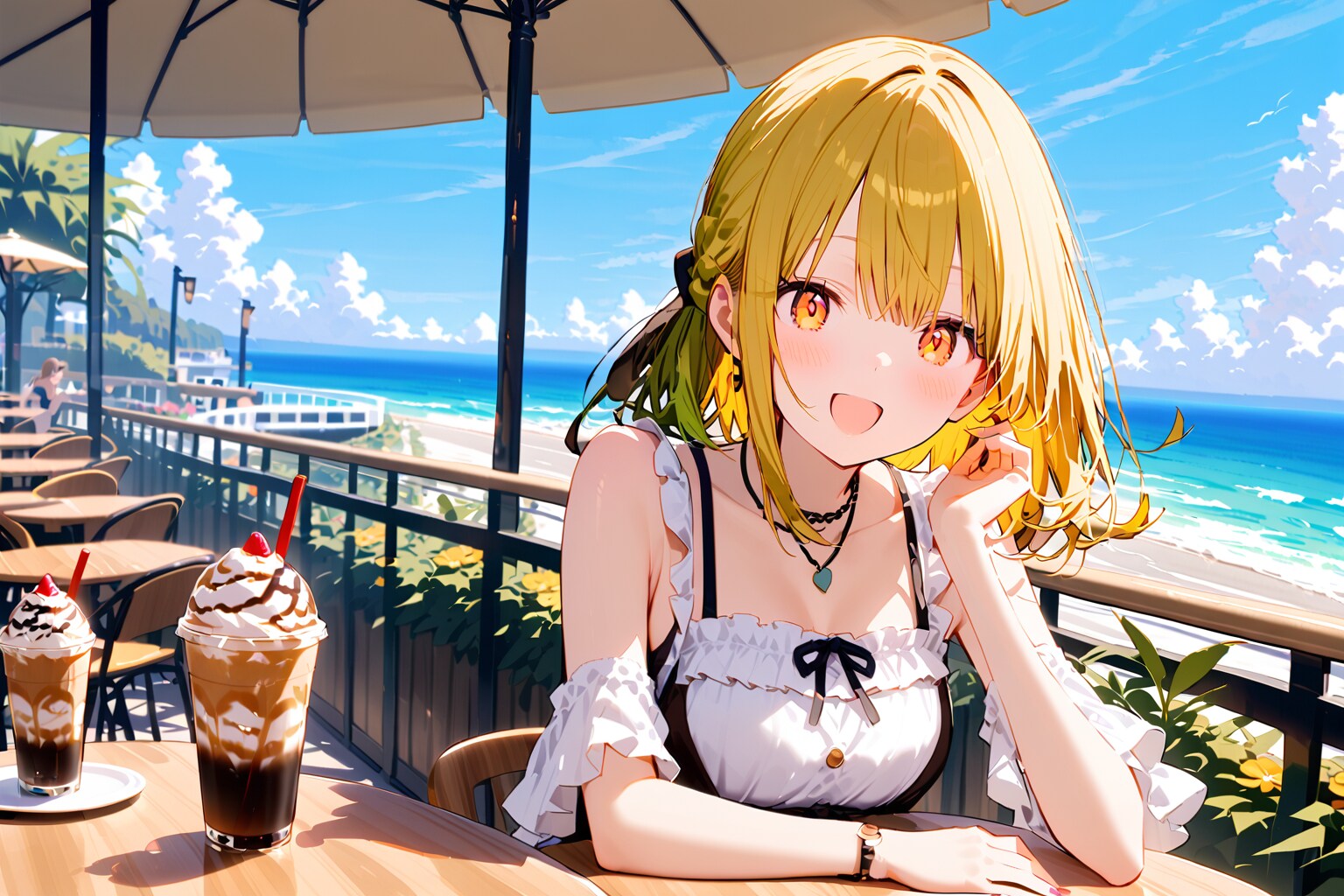 海沿いのカフェにて