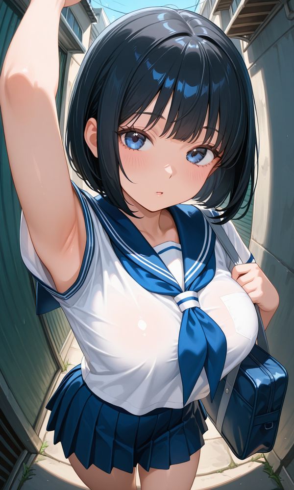 路地裏の巨乳セーラー服な配信者ちゃん