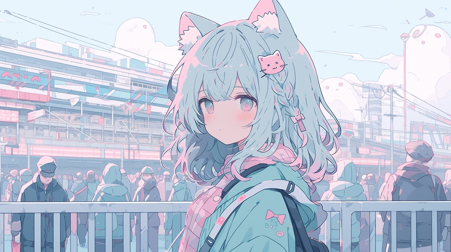 冬祭りの街で出会った猫耳少女 | の人気AIイラスト・グラビア