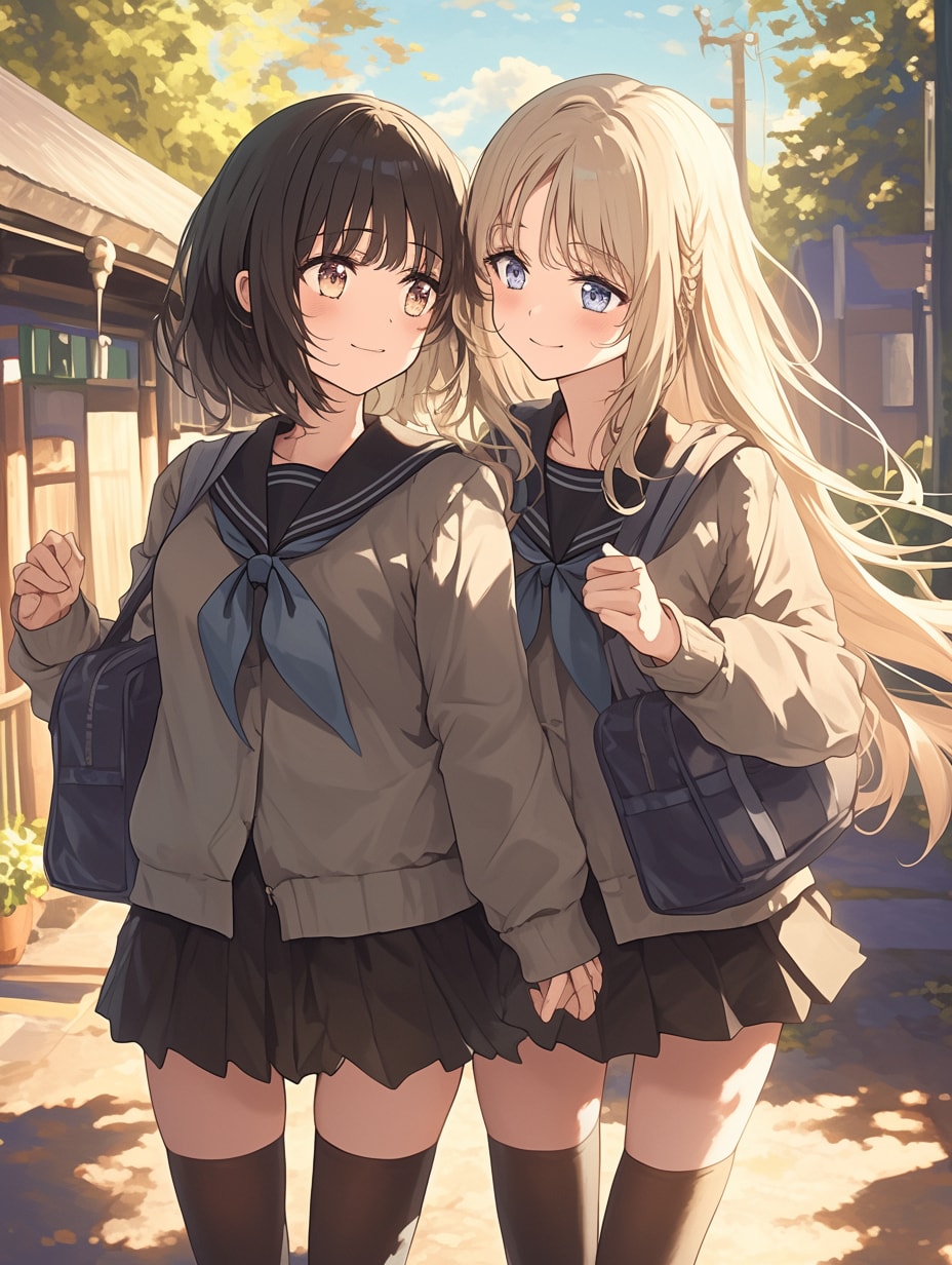 キスしたい二人のJK53 | の人気AIイラスト・グラビア