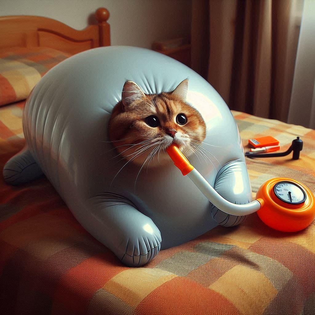 膨らませる猫