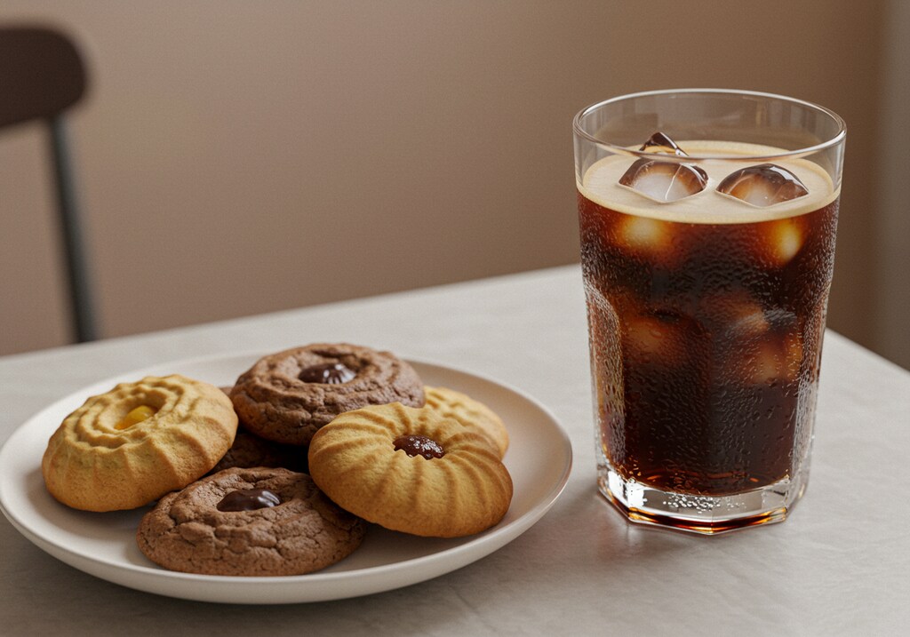 デザートのクッキーとアイス珈琲のセット