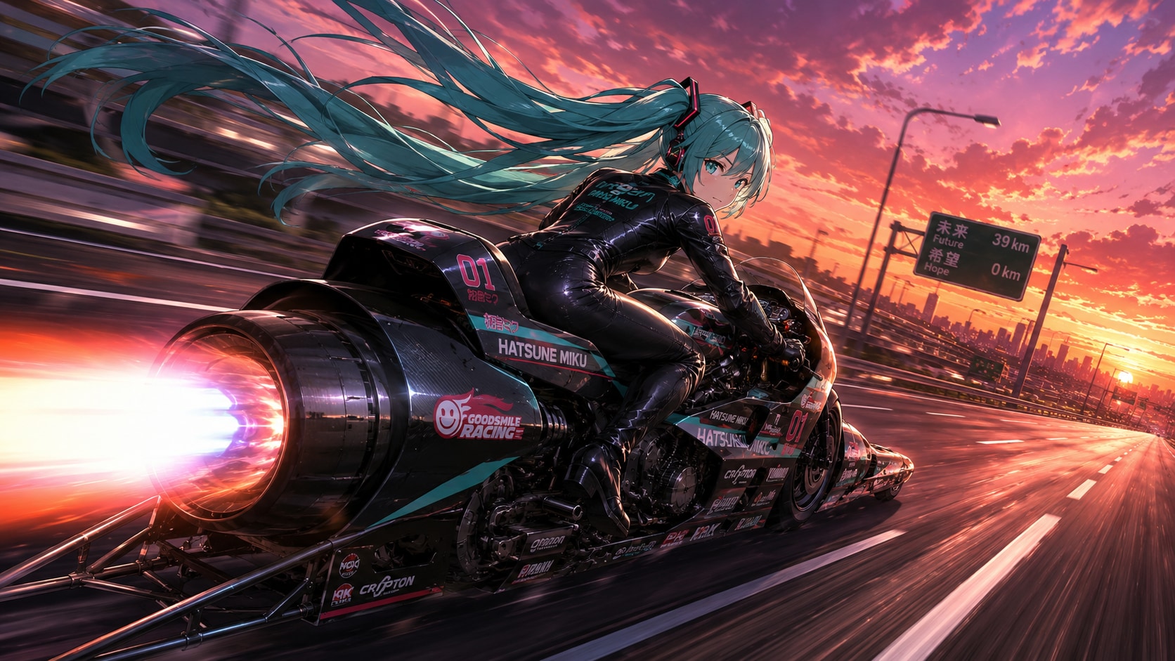 バイクと初音ミク