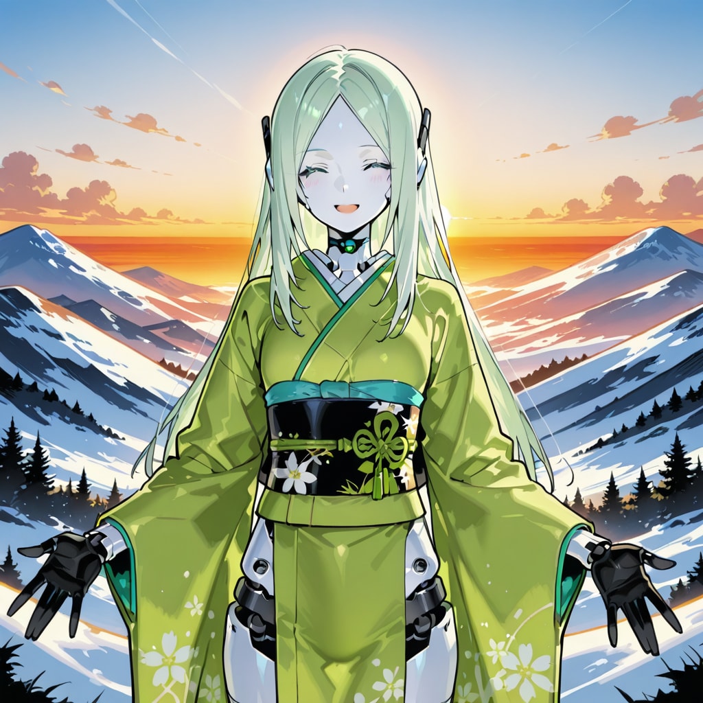 初日の出とアンドロイドちゃん | の人気AIイラスト・グラビア