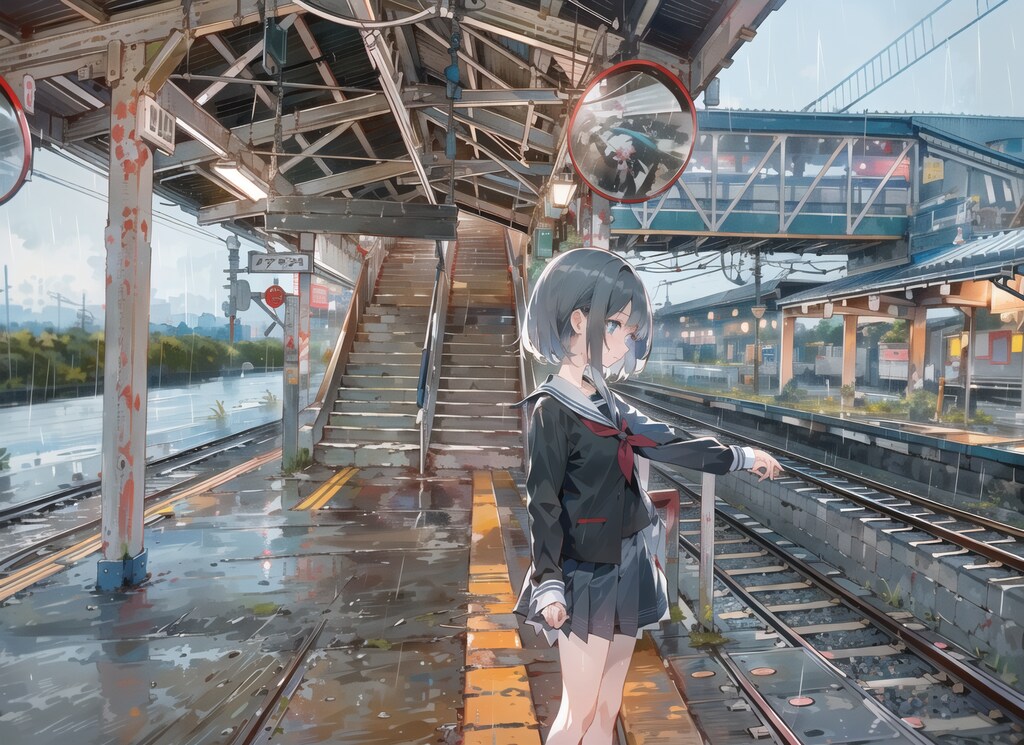 余目駅（ControlNet-Tileのテスト）