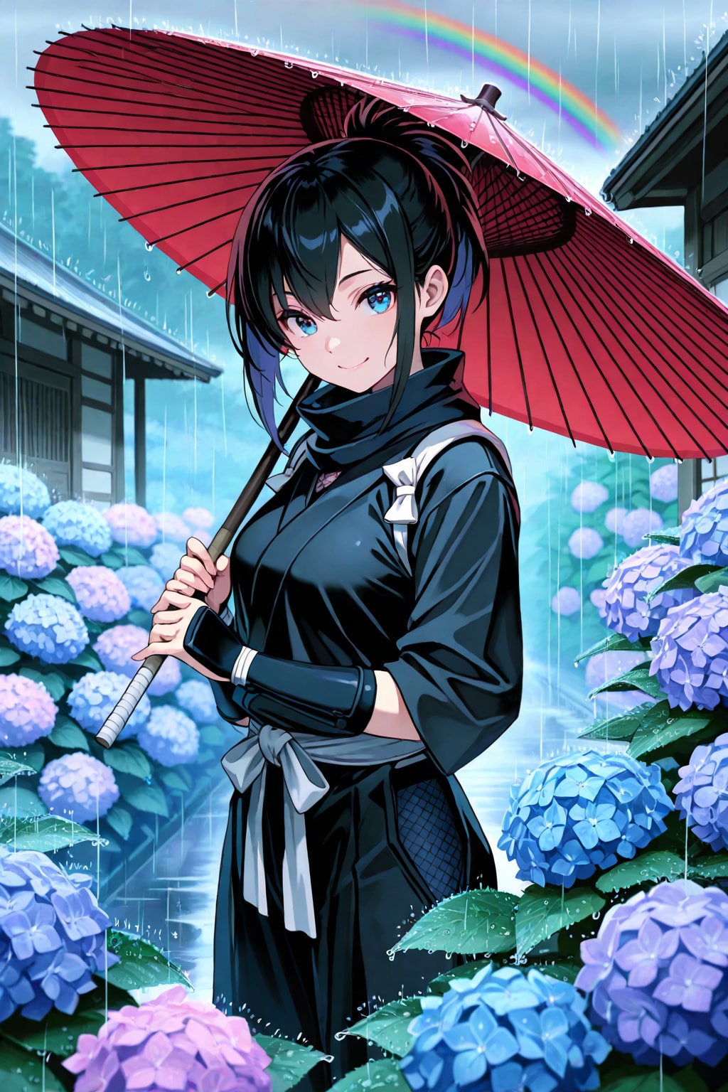 紫陽花と忍者
