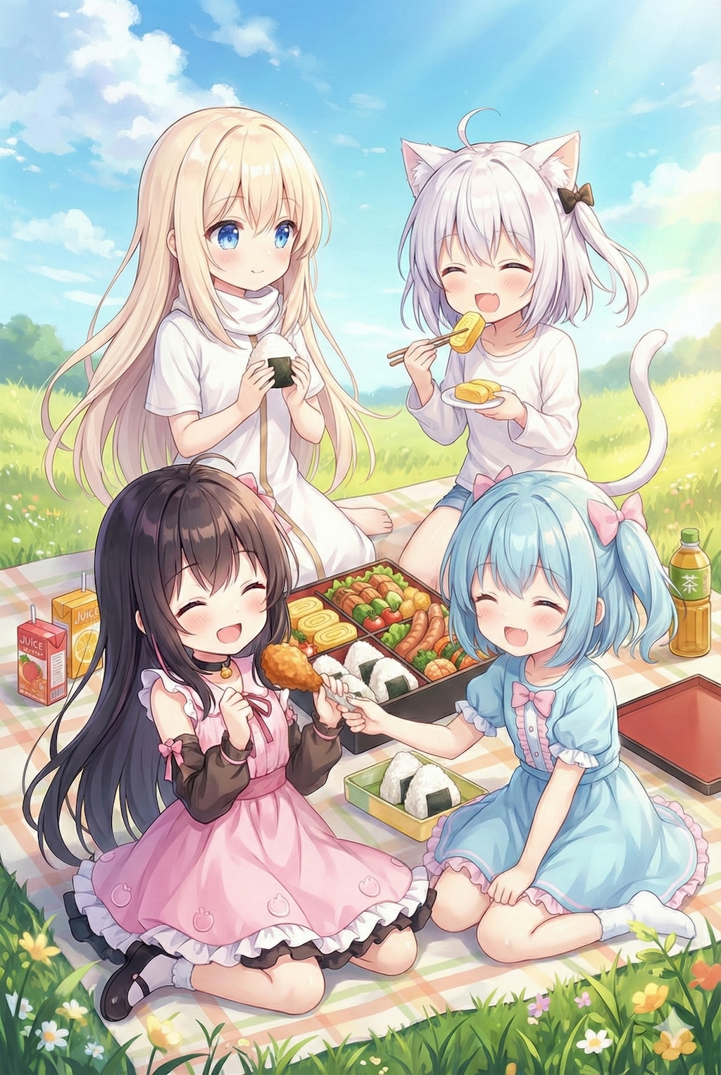 4人で遊んで、食べて、おやすみ