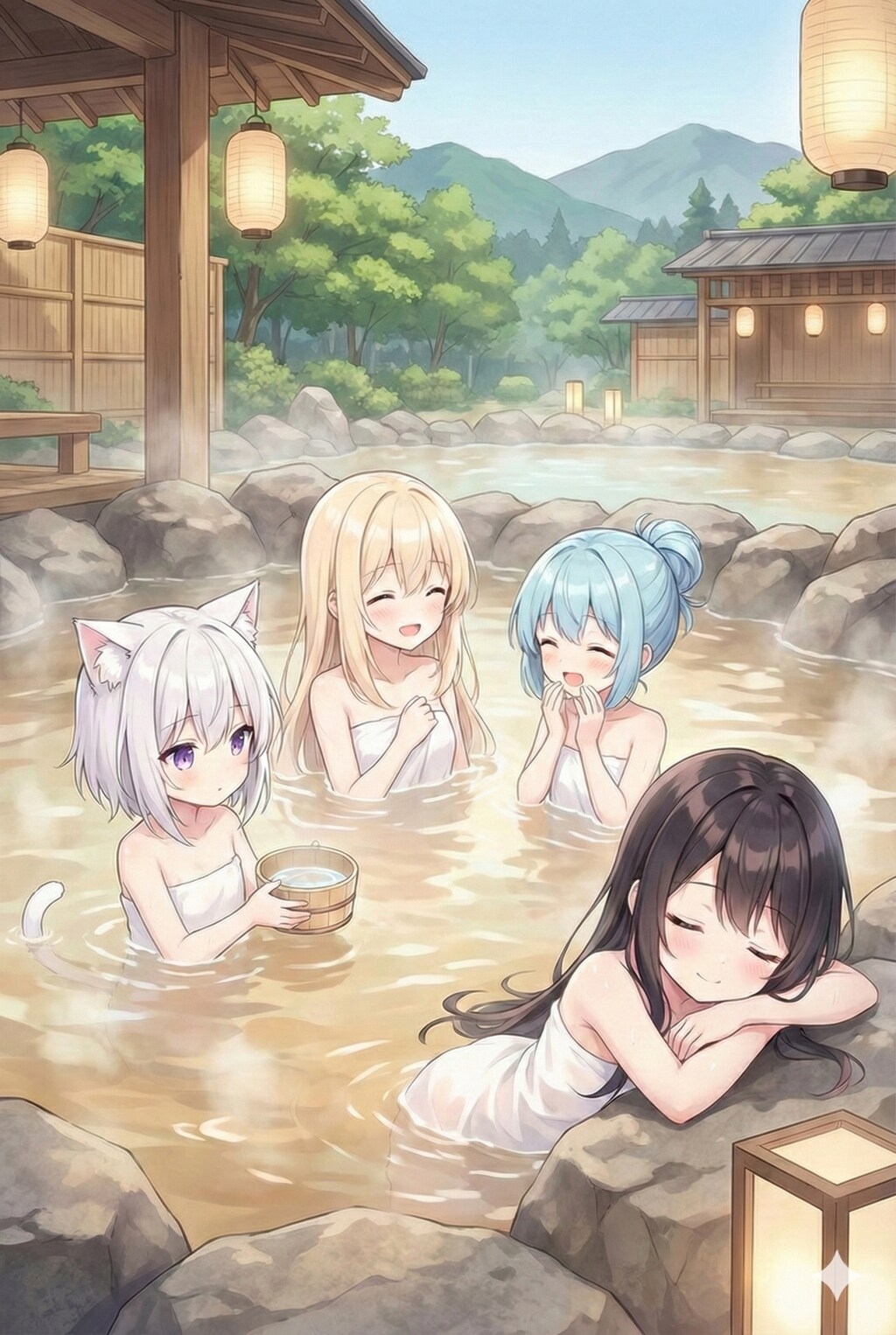 4人で遊んで、食べて、おやすみ