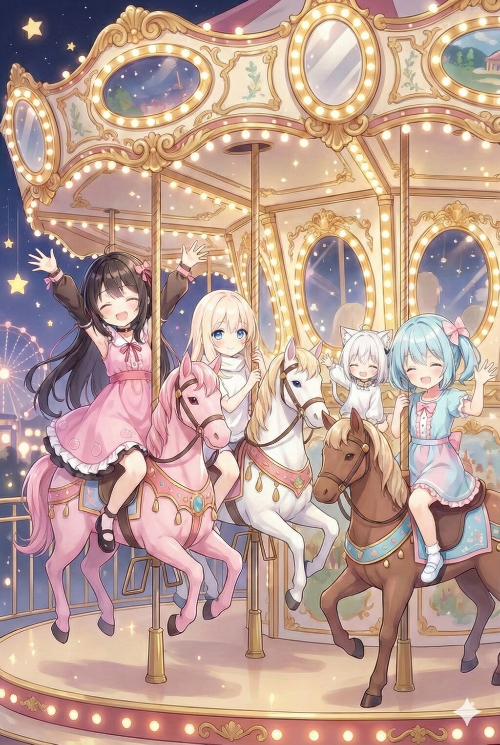 4人で遊んで、食べて、おやすみ