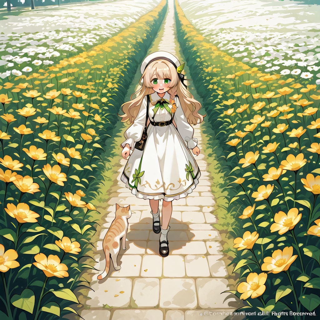 花畑の散歩道 | の人気AIイラスト・グラビア