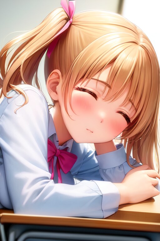 授業中に居眠るギャルJK