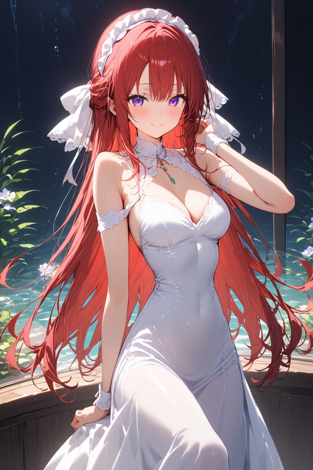 長身美脚赤髪紫目美少女のヴェディングドレス姿💒（ＰＲＩＳＭ様＋ＨＡＬＯ様）