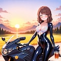 ラバースーツの心実とバイク(LILY版) 3枚目
