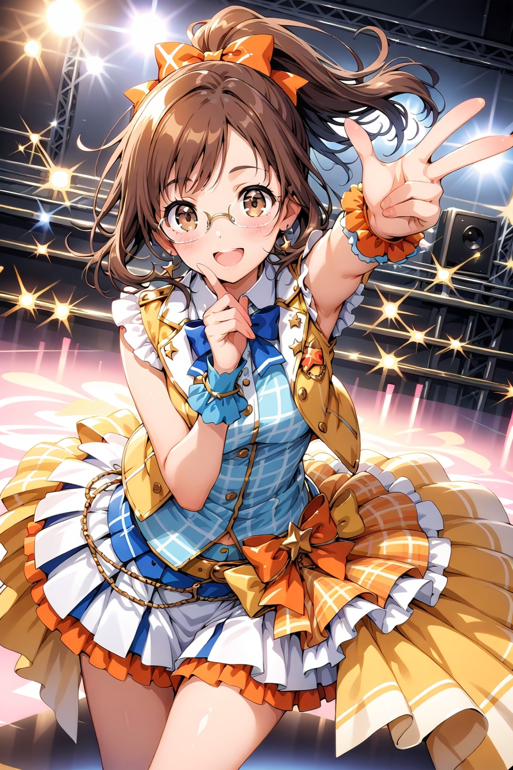 茶髪ポニテ眼鏡っ娘アイドル