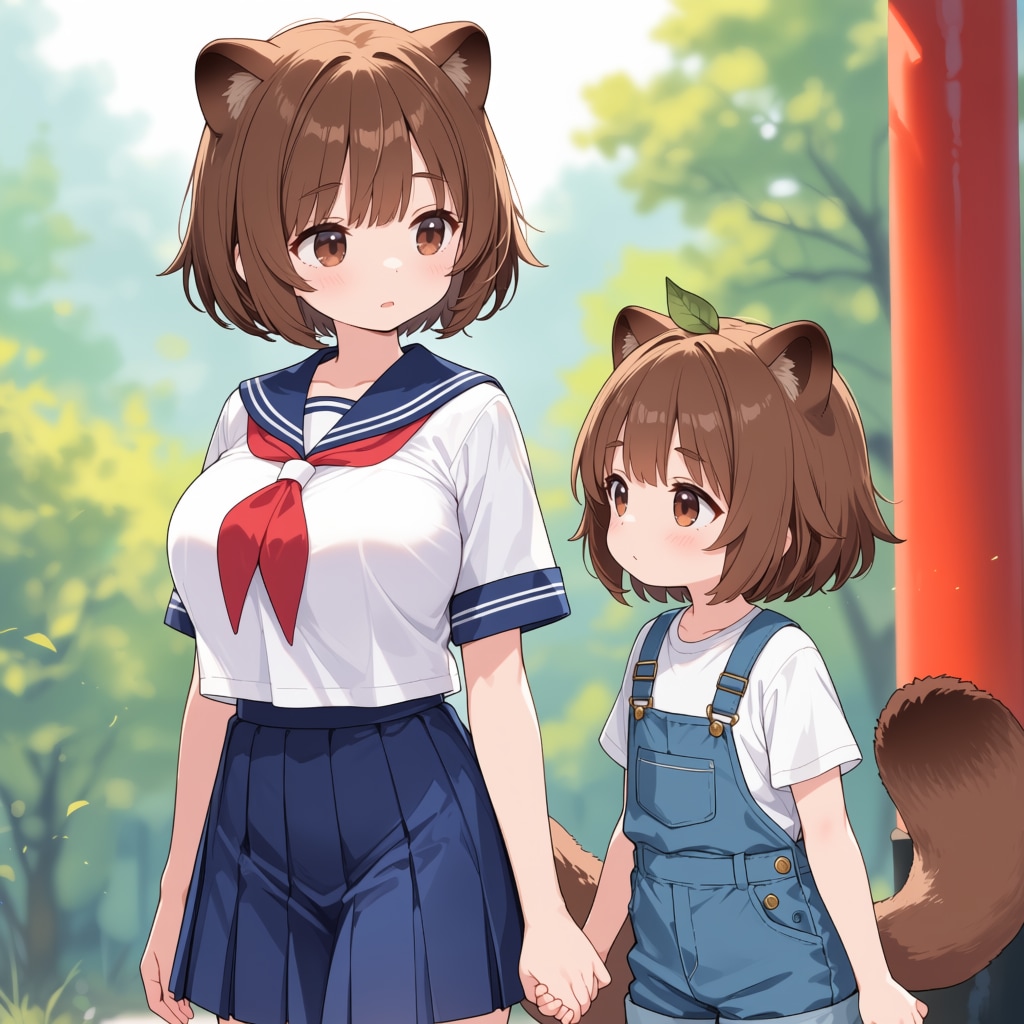 タヌキ姉妹 | の人気AIイラスト・グラビア