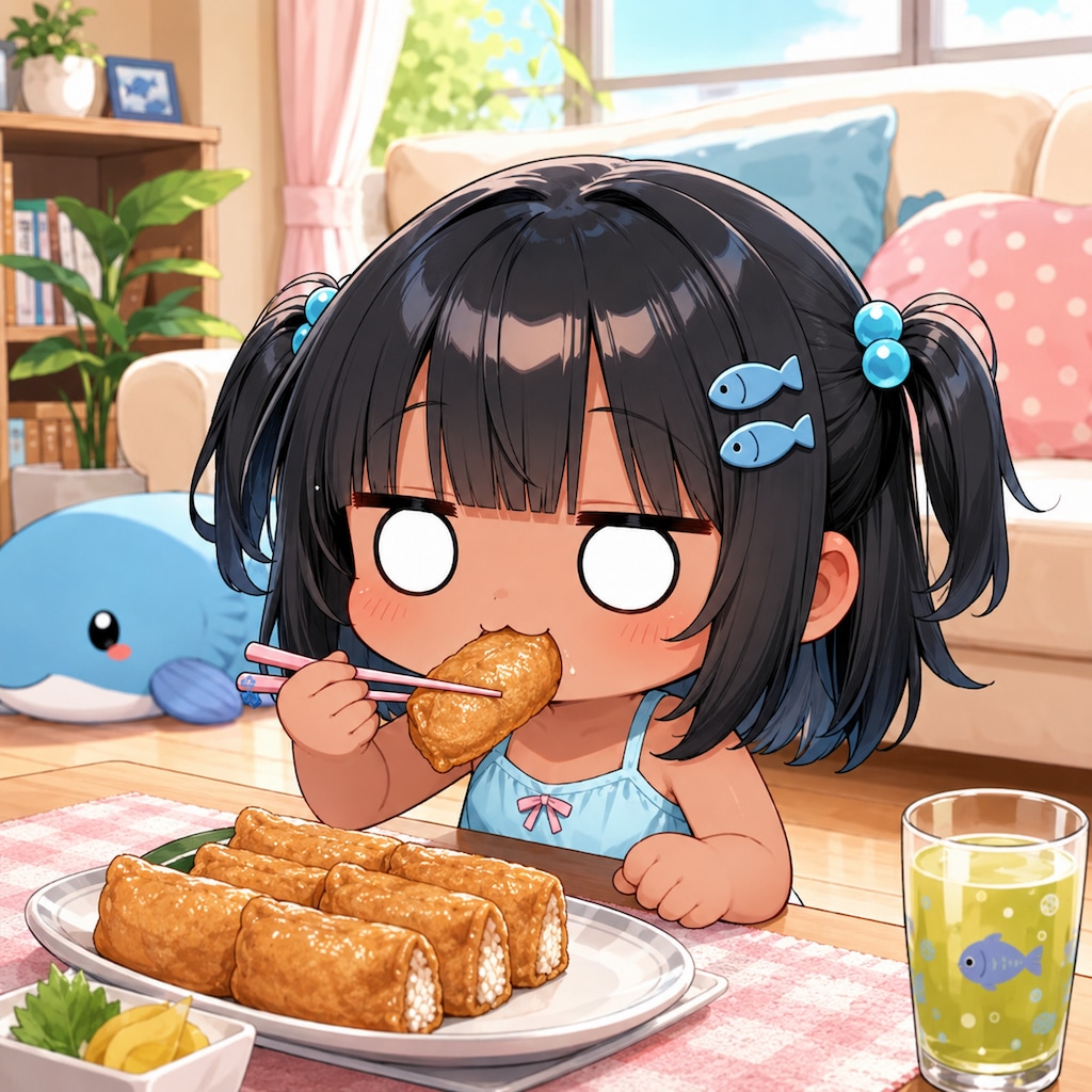 いなり寿司を食べるこなつちゃん