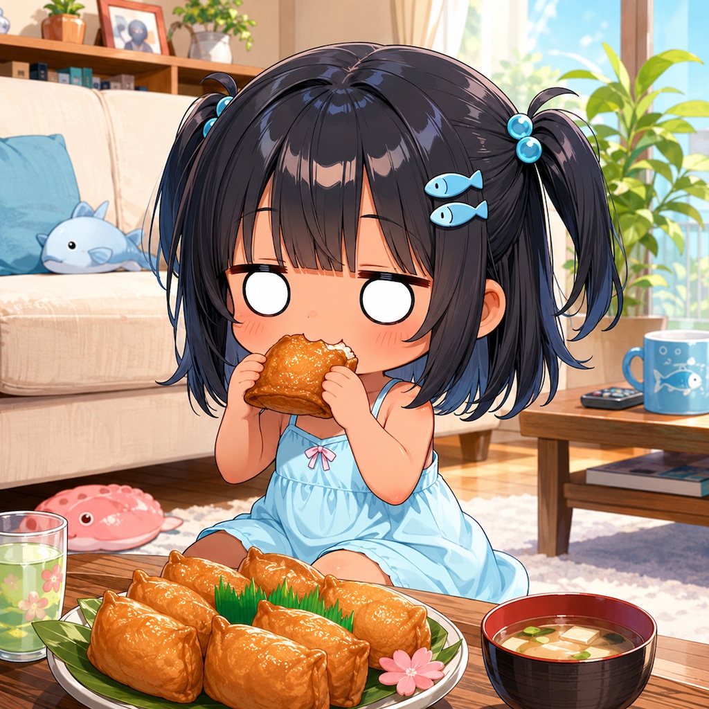 いなり寿司を食べるこなつちゃん