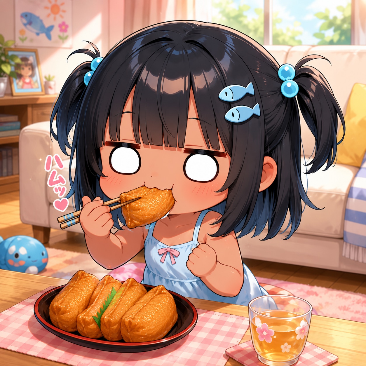 いなり寿司を食べるこなつちゃん