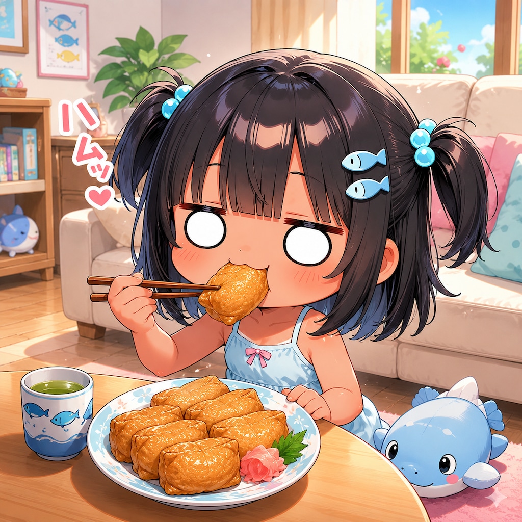 いなり寿司を食べるこなつちゃん