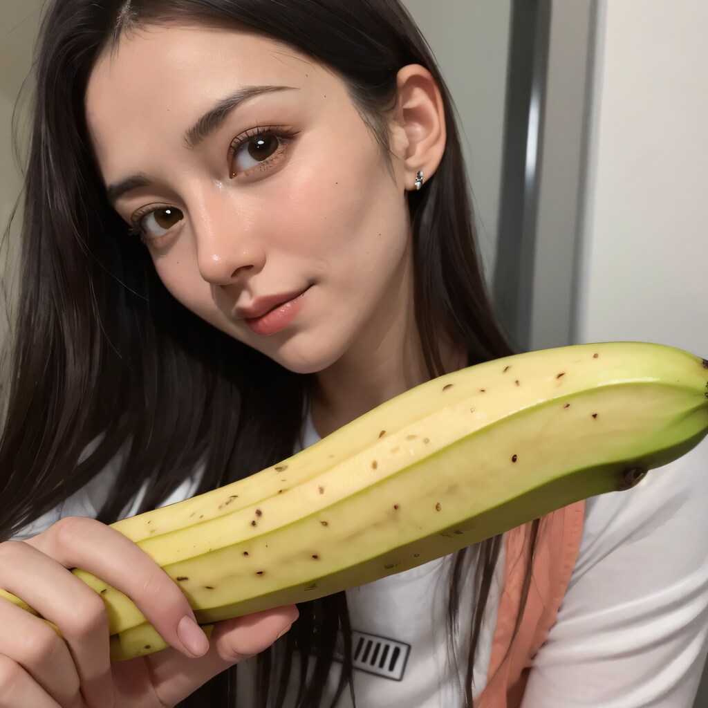 黒髪ロングでバナナの美女３０