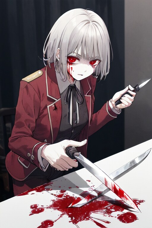 Bloodstains and a knife