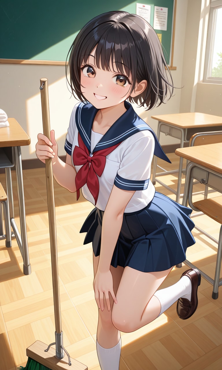 掃除中にポーズの練習 | の人気AIイラスト・グラビア