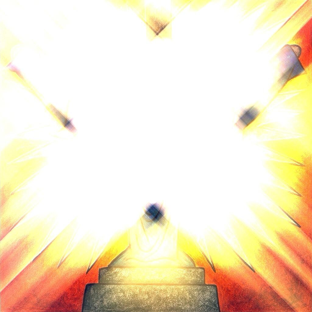 後光差す御神体や、神がかった像に発展する