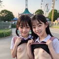 【10枚】遠足の遊園地で友達と 9枚目