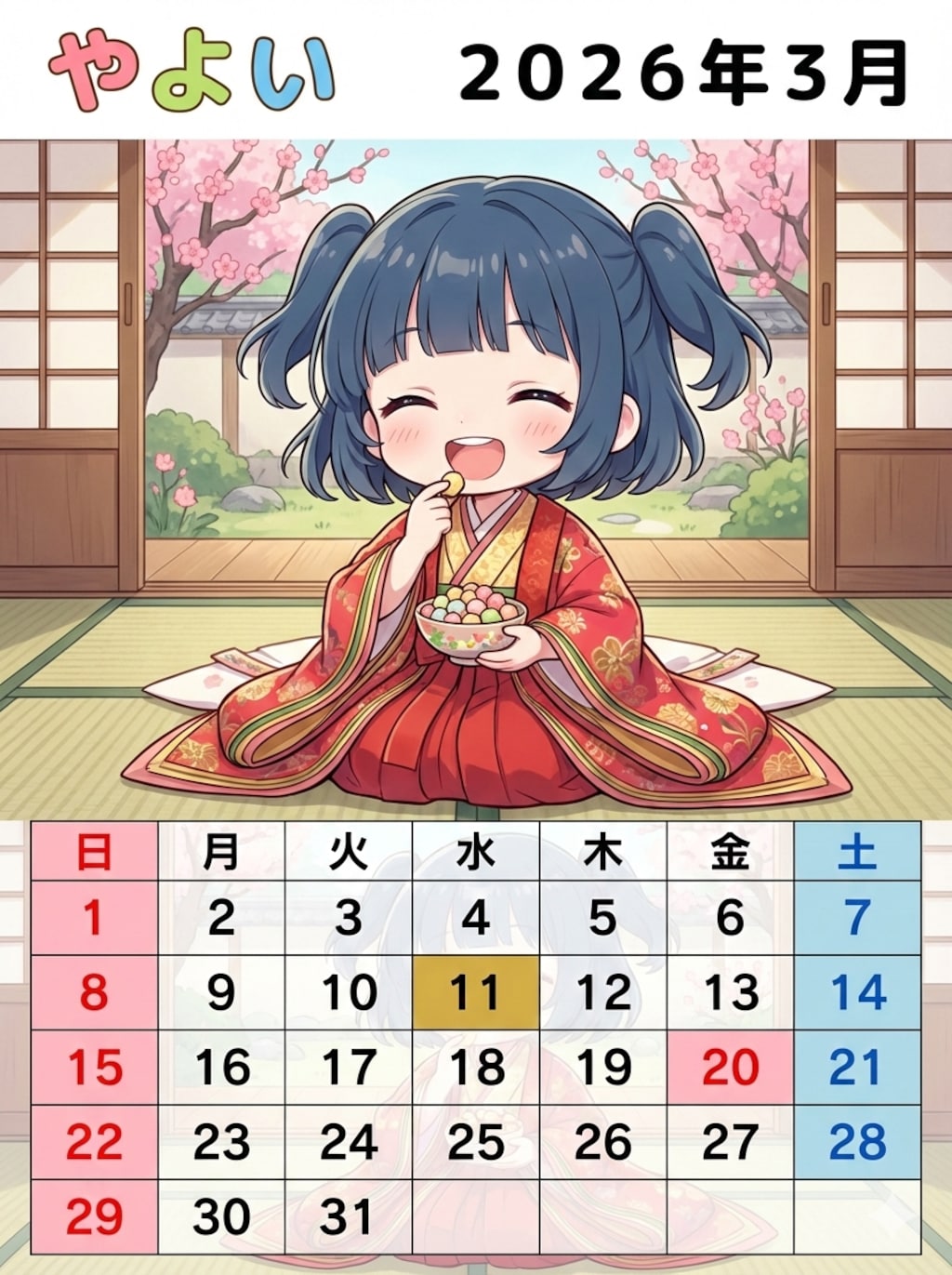 ウチの娘カレンダー３月